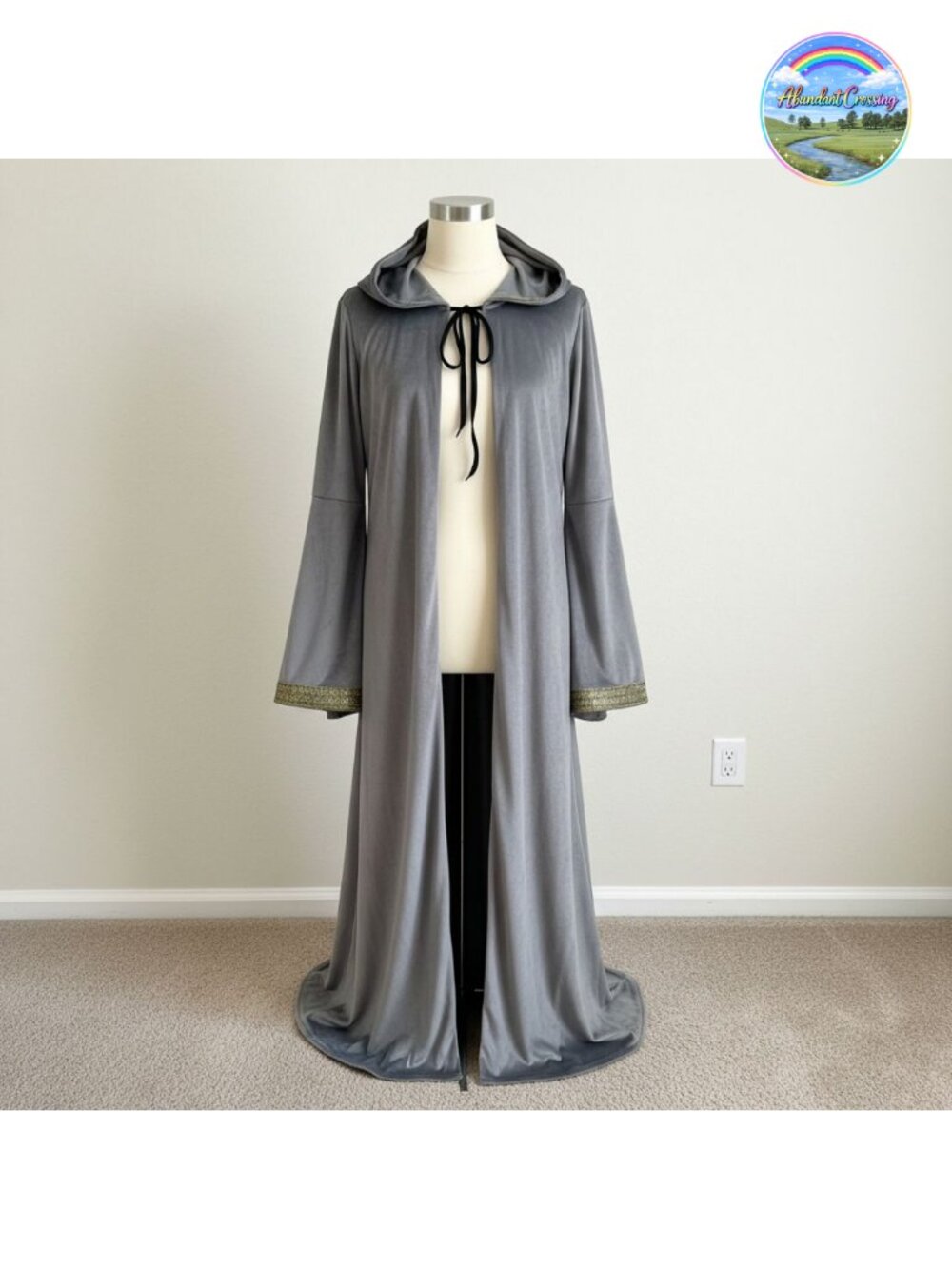 Hooded Velvet Wizard Cloak Costume Medieval Cosplay Adults